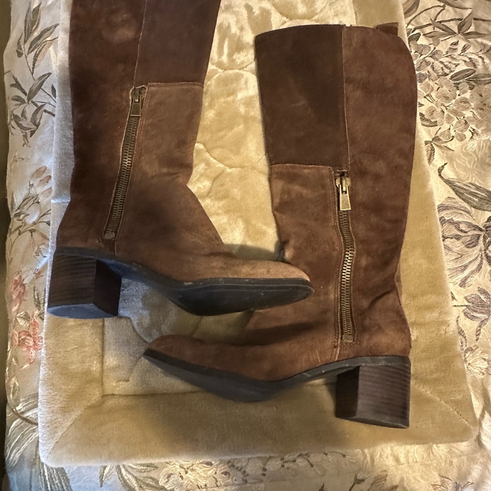 Nine West Chocolate Suede Heeled Boots